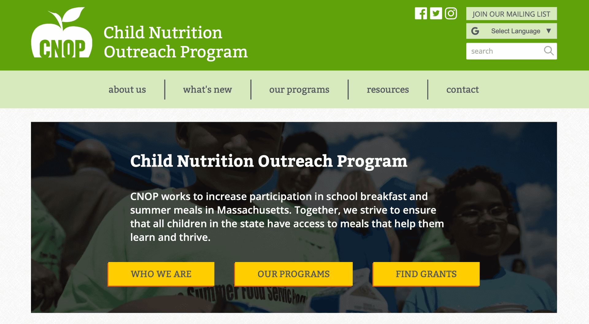 Child Nutrition Outreach Program home page