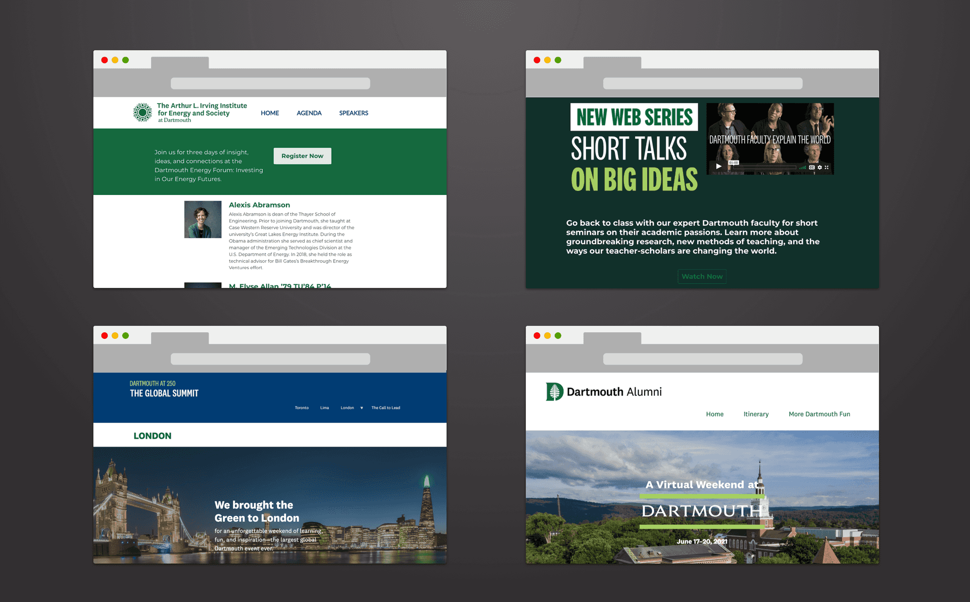 Four similar, but separate examples of Dartmouth College Delta Sites