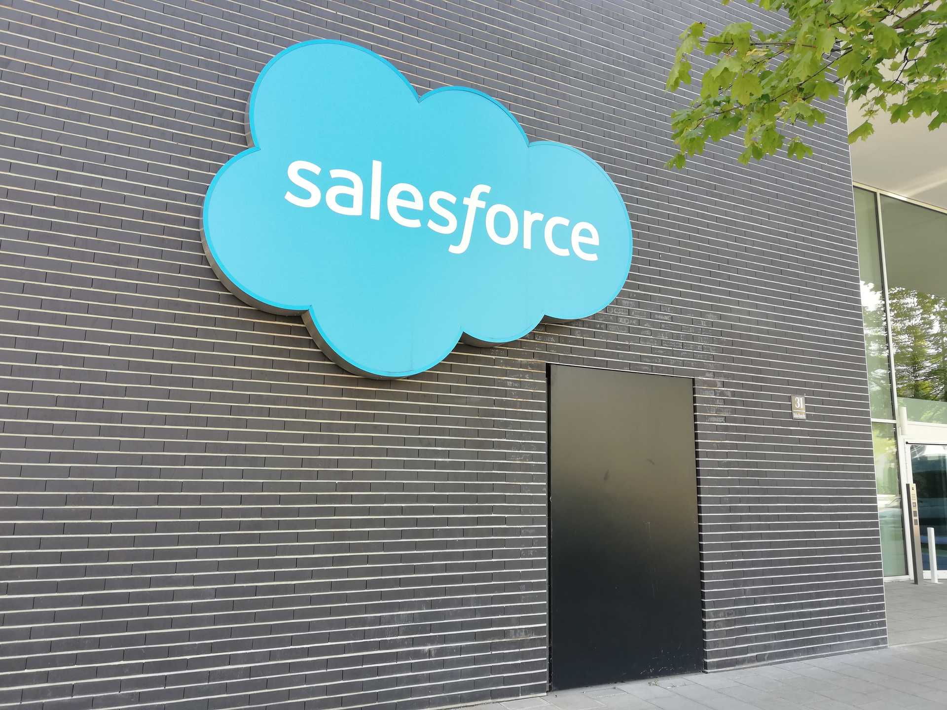 salesforce logo sign on building