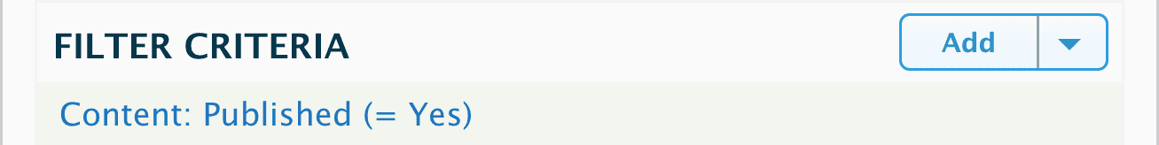 "Filter Criteria, Content: Published (=Yes)"