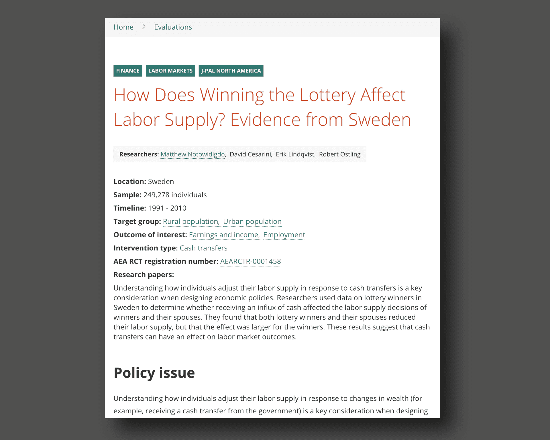 J-PAL article with data fields